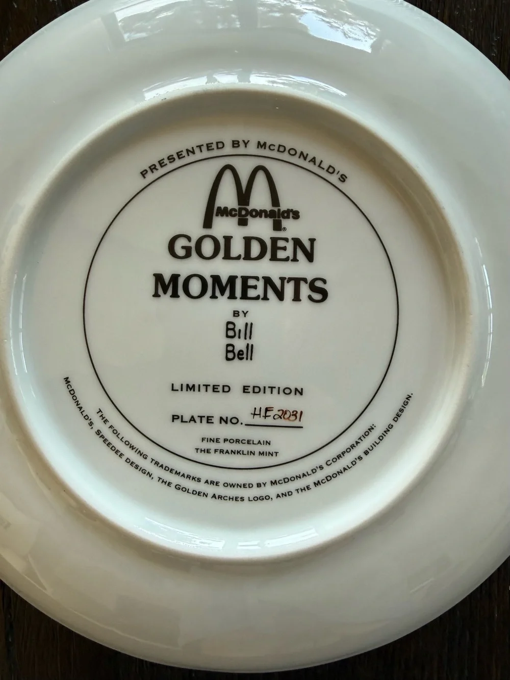 McDonald's Golden Moments Limited Edition Plate